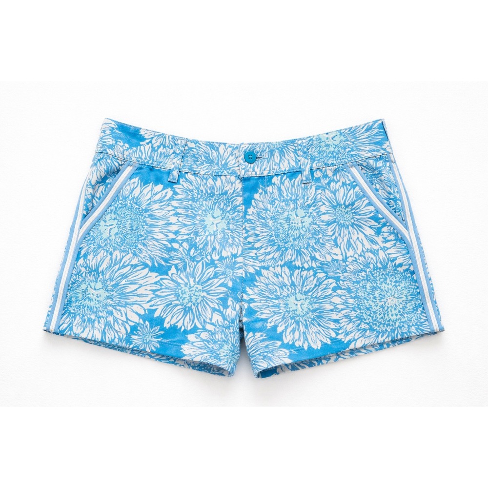 Lilly‎ Pulitzer Classic Resort Women's Shorts Blue White Floral Preppy Size 6 - Picture 3 of 9